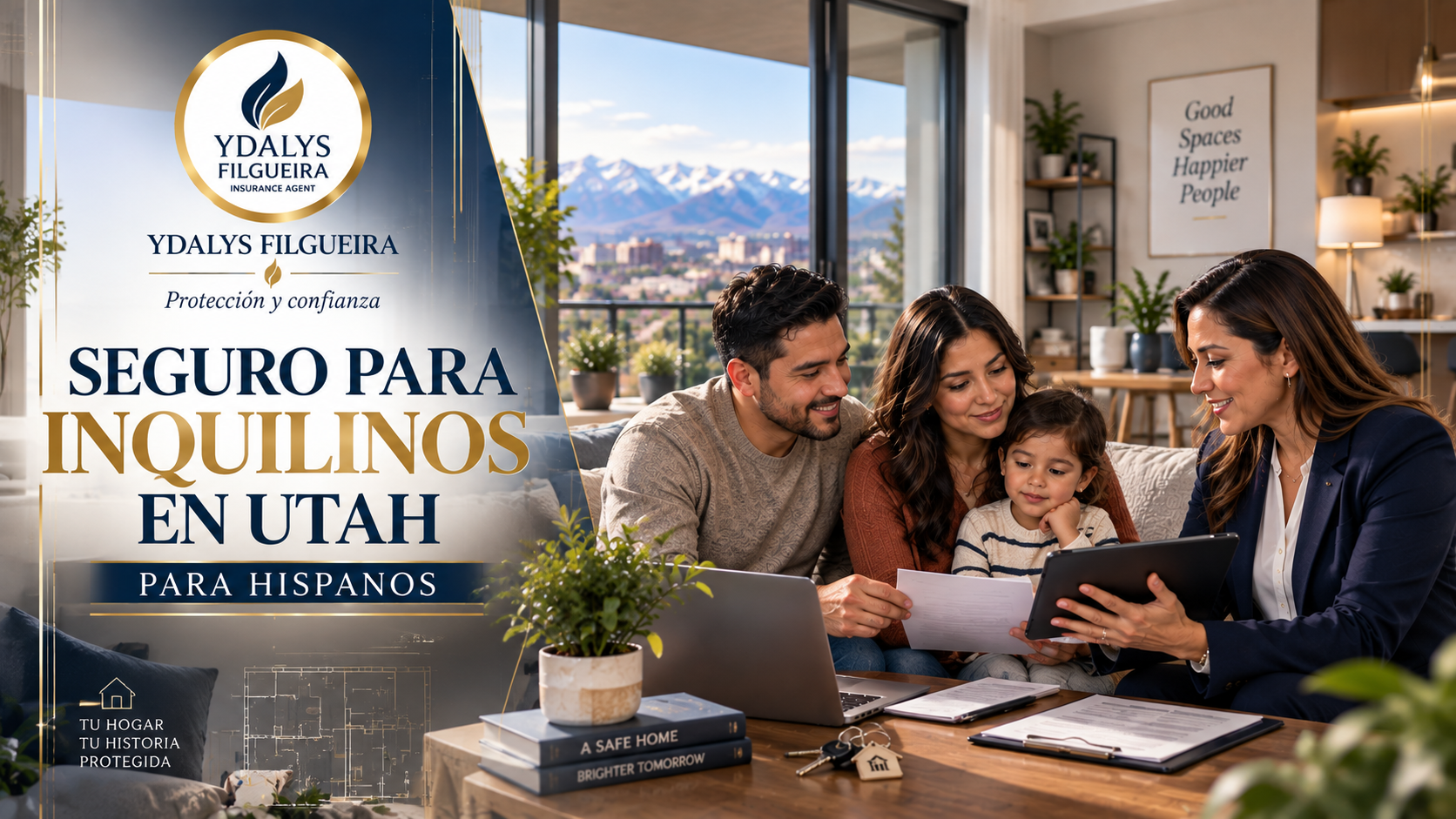 Seguro para inquilinos en Utah para familias hispanas dentro de un apartamento moderno
