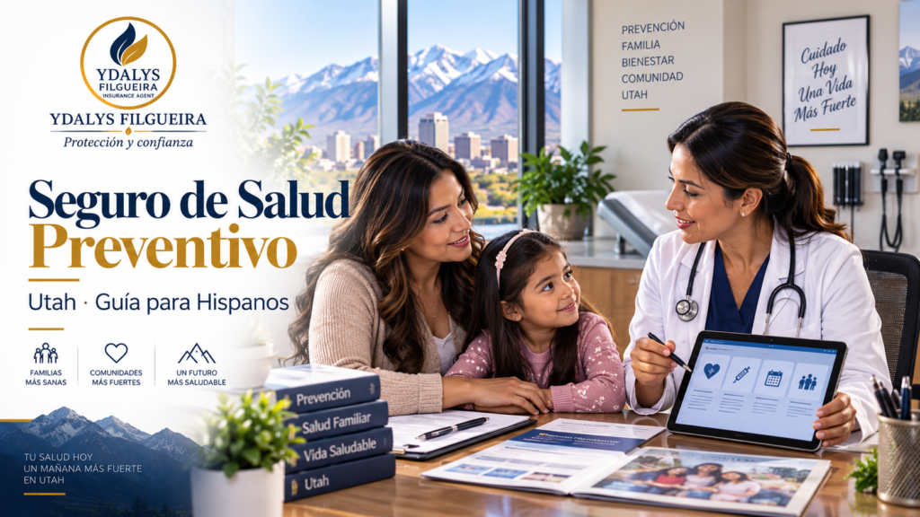 Familia hispana en Utah hablando sobre atención preventiva y seguro de salud